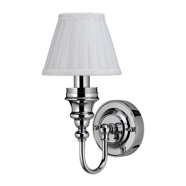 Burlington LED Bathroom Ornate Wall Light & White Fine Pleated Shade